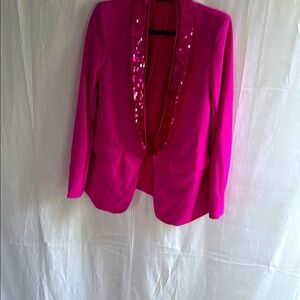 NWOT Hot pink Blazer with sequin lapel size 6